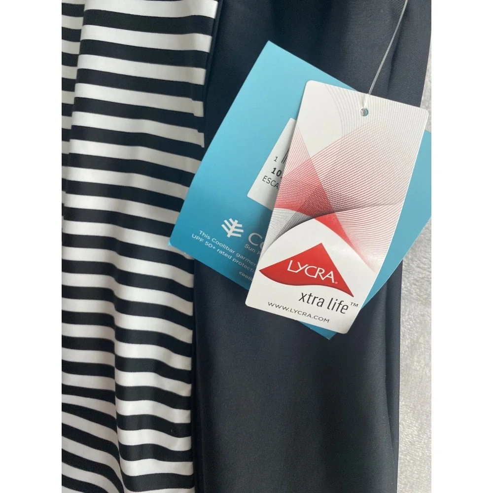 NWT Coolibar Rashguard Swim Top Women Sz 2XL Black White Long Sleeve UPF 50+